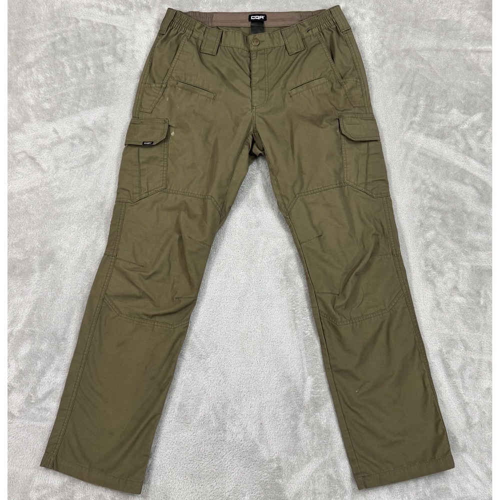 CQR Tactical Pants 34x34 Green Relaxed Cargo Ripstop Gusseted Hiking Utility